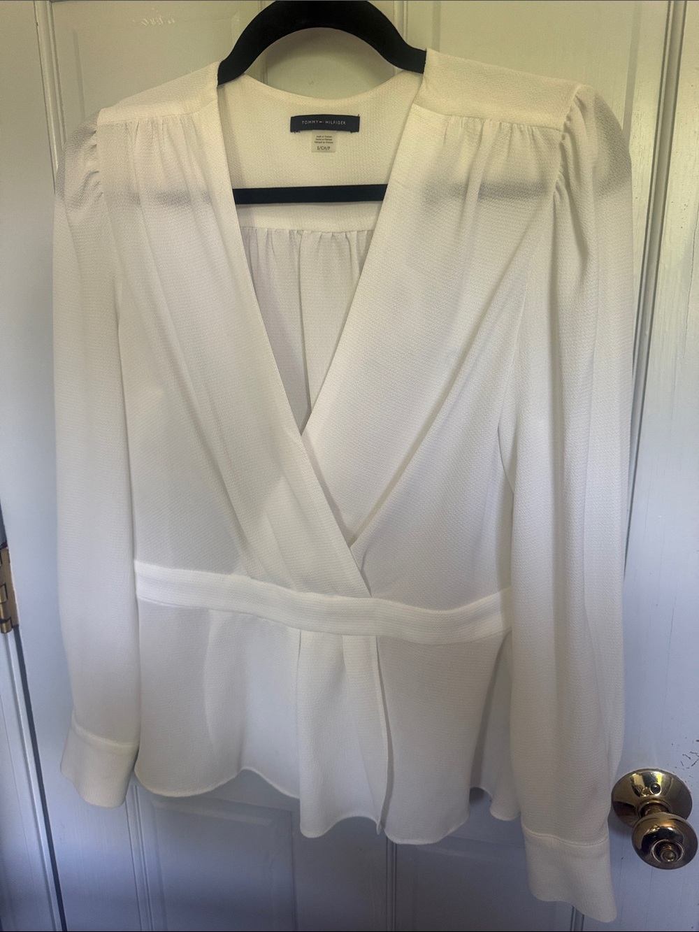 Tommy Hilfiger White Wrap-Style Blouse
